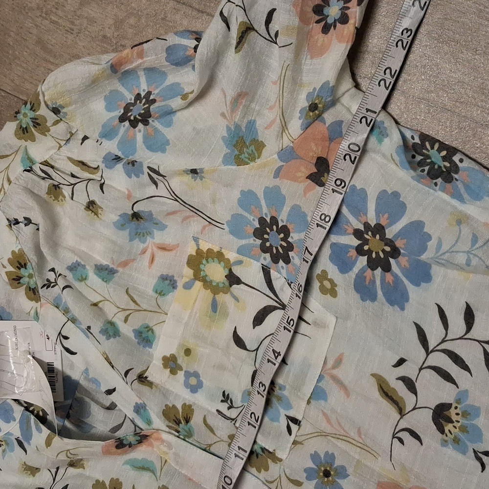 Womens Nwt Zac & Rachel Floral‎ Button Down Pocket Roll Sleeve Shirt - Picture 4 of 8
